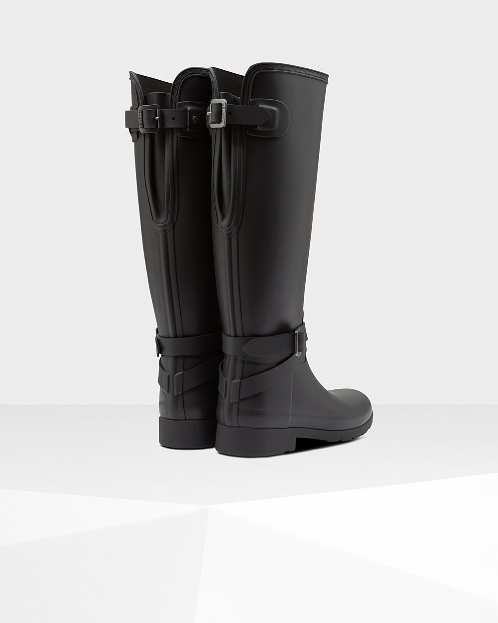 Women Hunter Refined Slim Fit Adjustable | Tall Rain Boots Black | NZ-42618-KZPA